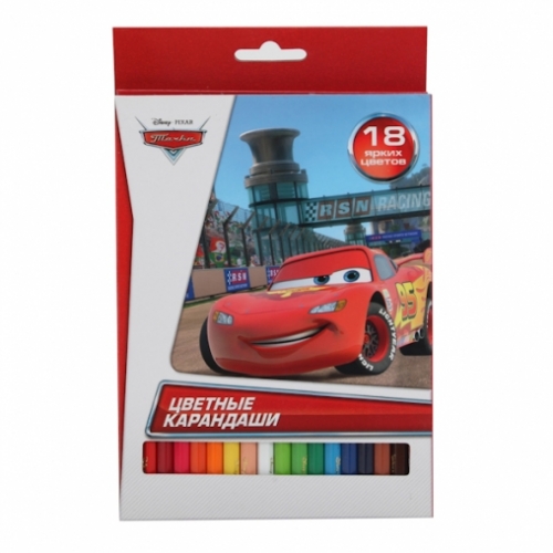 КАРАНДАШИ "ИГРАЕМ ВМЕСТЕ" DISNEY "ТАЧКИ" 18 ЦВЕТОВ В РУСС. КОР.