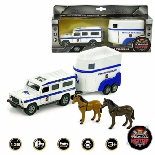 Машина мет. ин. 1:34 Land Rover Конная полиция, откр.двери, 15 см, (26см)
