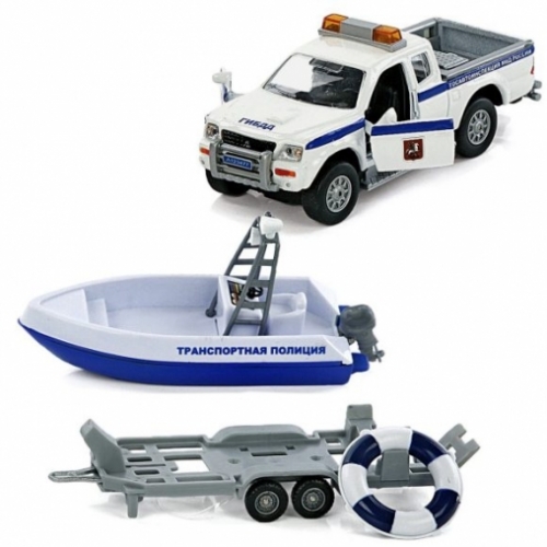 Машина мет. ин. 1:36 Mitsubishi Полиция патрульный катер, откр.двери, 14 см, (28см)