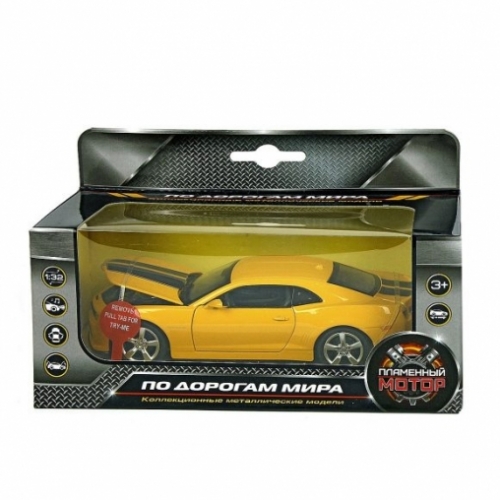 Машина мет. 1:32 Chevrolet Camaro, свет, звук, откр.двери, капот, багажник, цвета в ассорт., 15 см