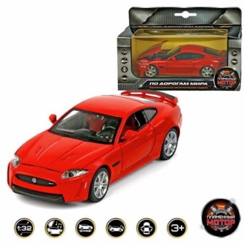 Машина мет. 1:32 Jaguar XKR-S, свет, звук, откр.двери, капот, багажник, цвета в ассорт., 15 см