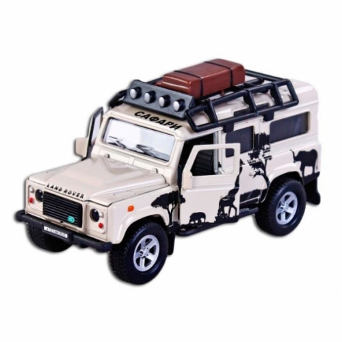 Машина мет. ин. 1:34 Landrover Defender Сафари, свет, звук, откр.двери, 15 см
