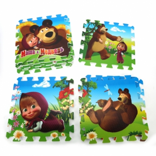 КОВРИК-ПАЗЛ "ИГРАЕМ ВМЕСТЕ" "МАША И МЕДВЕДЬ" 8 СЕГМЕНТОВ, КАЖДЫЙ 29,5*29,5 СМ В ПАК.