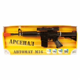 АВТОМАТ М16 "ИГРАЕМ ВМЕСТЕ" СВЕТ+ЗВУК, С ОПТИЧ. ПРИЦЕЛОМ, ВИБРО В КОР. 57,2*22,9*4,5 СМ
