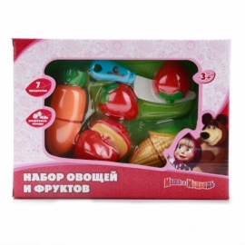 НАБОР ФРУКТОВ И ОВОЩЕЙ "ИГРАЕМ ВМЕСТЕ" "МАША И МЕДВЕДЬ" 6 ПРЕДМ. В КОР. 25*6*18,5 СМ артикул B847982-R